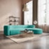 Sofá Modular Celinne Luxuoso Sala de Estar Decoração Luxo 265cm Suede Azul Tiffany