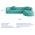 Sofá Modular Celinne Luxuoso Sala de Estar Decoração Luxo 265cm Suede Azul Tiffany
