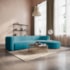 Sofá Modular Celinne Luxuoso Sala de Estar Decoração Luxo 265cm Suede Azul Turquesa