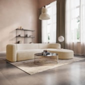 Sofá Modular Celinne Luxuoso Sala de Estar Decoração Luxo 265cm Suede Bege