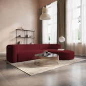 Sofá Modular Celinne Luxuoso Sala de Estar Decoração Luxo 265cm Suede Bordo
