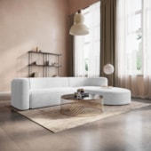 Sofá Modular Celinne Luxuoso Sala de Estar Decoração Luxo 265cm Suede Branco