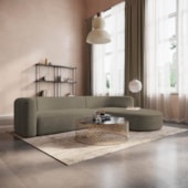 Sofá Modular Celinne Luxuoso Sala de Estar Decoração Luxo 265cm Suede Cappuccino