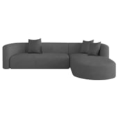 Sofá Modular Celinne Luxuoso Sala de Estar Decoração Luxo 265cm Suede Cinza Escuro