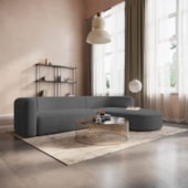 Sofá Modular Celinne Luxuoso Sala de Estar Decoração Luxo 265cm Suede Cinza Escuro