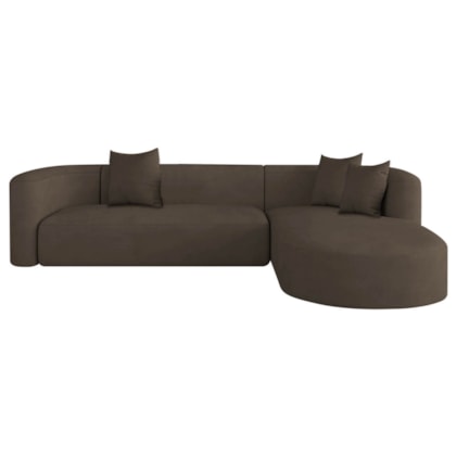 Sofá Modular Celinne Luxuoso Sala de Estar Decoração Luxo 265cm Suede Marrom