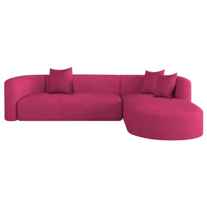 Sofá Modular Celinne Luxuoso Sala de Estar Decoração Luxo 265cm Suede Pink