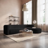 Sofá Modular Celinne Luxuoso Sala de Estar Decoração Luxo 265cm Suede Preto
