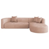 Sofá Modular Celinne Luxuoso Sala de Estar Decoração Luxo 265cm Suede Rose