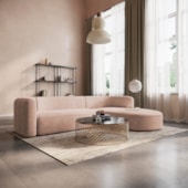 Sofá Modular Celinne Luxuoso Sala de Estar Decoração Luxo 265cm Suede Rose