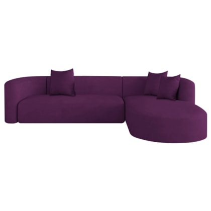Sofá Modular Celinne Luxuoso Sala de Estar Decoração Luxo 265cm Suede Roxo