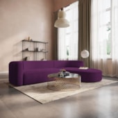 Sofá Modular Celinne Luxuoso Sala de Estar Decoração Luxo 265cm Suede Roxo