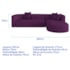 Sofá Modular Celinne Luxuoso Sala de Estar Decoração Luxo 265cm Suede Roxo