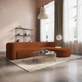 Sofá Modular Celinne Luxuoso Sala de Estar Decoração Luxo 265cm Suede Terracota