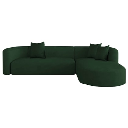 Sofá Modular Celinne Luxuoso Sala de Estar Decoração Luxo 265cm Suede Verde
