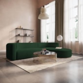 Sofá Modular Celinne Luxuoso Sala de Estar Decoração Luxo 265cm Suede Verde