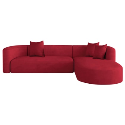 Sofá Modular Celinne Luxuoso Sala de Estar Decoração Luxo 265cm Suede Vermelho