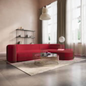 Sofá Modular Celinne Luxuoso Sala de Estar Decoração Luxo 265cm Suede Vermelho