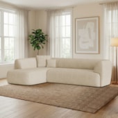 Sofá Modular Oslo Luxuoso Sala de Estar Decoração Luxo 265cm Bouclé Bege