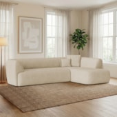 Sofá Modular Oslo Luxuoso Sala de Estar Decoração Luxo 265cm Bouclé Bege