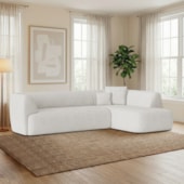 Sofá Modular Oslo Luxuoso Sala de Estar Decoração Luxo 265cm Bouclé Branco