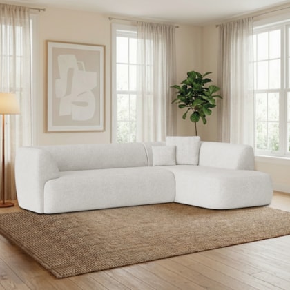 Sofá Modular Oslo Luxuoso Sala de Estar Decoração Luxo 265cm Bouclé Branco