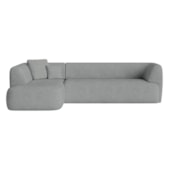 Sofá Modular Oslo Luxuoso Sala de Estar Decoração Luxo 265cm Bouclé Cinza