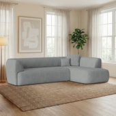 Sofá Modular Oslo Luxuoso Sala de Estar Decoração Luxo 265cm Bouclé Cinza