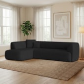 Sofá Modular Oslo Luxuoso Sala de Estar Decoração Luxo 265cm Bouclé Preto