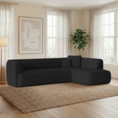 Sofá Modular Oslo Luxuoso Sala de Estar Decoração Luxo 265cm Bouclé Preto
