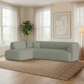Sofá Modular Oslo Luxuoso Sala de Estar Decoração Luxo 265cm Bouclé Verde Oliva