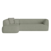 Sofá Modular Oslo Luxuoso Sala de Estar Decoração Luxo 265cm Bouclé Verde Oliva