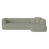 Sofá Modular Oslo Luxuoso Sala de Estar Decoração Luxo 265cm Bouclé Verde Oliva