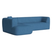 Sofá Modular Oslo Luxuoso Sala de Estar Decoração Luxo 265cm Linho Azul Royal