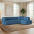 Sofá Modular Oslo Luxuoso Sala de Estar Decoração Luxo 265cm Linho Azul Royal