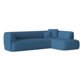 Sofá Modular Oslo Luxuoso Sala de Estar Decoração Luxo 265cm Linho Azul Royal