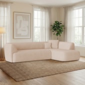 Sofá Modular Oslo Luxuoso Sala de Estar Decoração Luxo 265cm Linho Bege