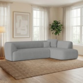 Sofá Modular Oslo Luxuoso Sala de Estar Decoração Luxo 265cm Linho Cinza Claro