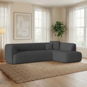 Sofá Modular Oslo Luxuoso Sala de Estar Decoração Luxo 265cm Linho Cinza Escuro