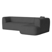 Sofá Modular Oslo Luxuoso Sala de Estar Decoração Luxo 265cm Linho Cinza Escuro