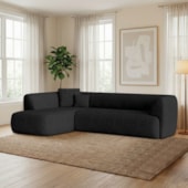 Sofá Modular Oslo Luxuoso Sala de Estar Decoração Luxo 265cm Linho Preto