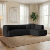 Sofá Modular Oslo Luxuoso Sala de Estar Decoração Luxo 265cm Linho Preto