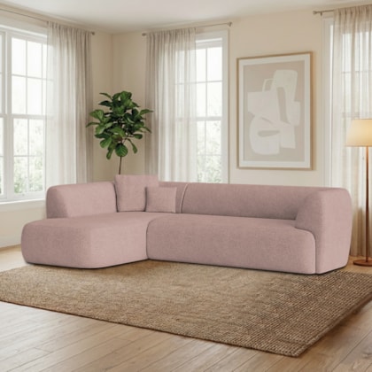 Sofá Modular Oslo Luxuoso Sala de Estar Decoração Luxo 265cm Linho Rosé