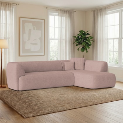 Sofá Modular Oslo Luxuoso Sala de Estar Decoração Luxo 265cm Linho Rosé
