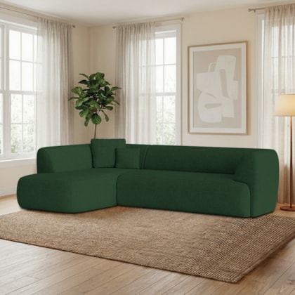 Sofá Modular Oslo Luxuoso Sala de Estar Decoração Luxo 265cm Linho Verde