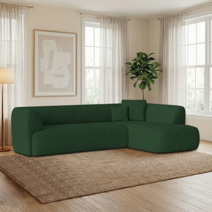 Sofá Modular Oslo Luxuoso Sala de Estar Decoração Luxo 265cm Linho Verde
