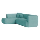 Sofá Modular Oslo Luxuoso Sala de Estar Decoração Luxo 265cm Suede Azul Ciano