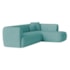 Sofá Modular Oslo Luxuoso Sala de Estar Decoração Luxo 265cm Suede Azul Ciano