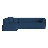 Sofá Modular Oslo Luxuoso Sala de Estar Decoração Luxo 265cm Suede Azul Marinho