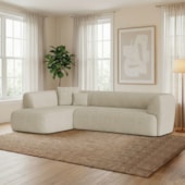 Sofá Modular Oslo Luxuoso Sala de Estar Decoração Luxo 265cm Suede Bege